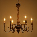 6 Light Country Vintage Wooden Chandelier