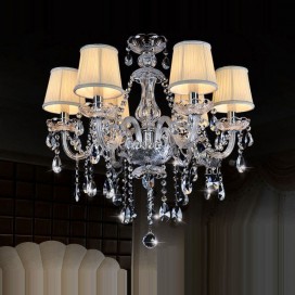 6 Light Modern Clear Candle Style Crystal Chandelier