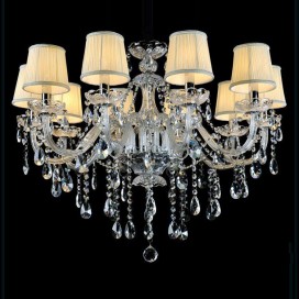 10 Light Modern Clear Candle Style Crystal Chandelier