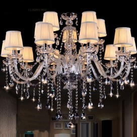 15 Light (10+5) 2 Tiers Modern Clear Candle Style Crystal Chandelier