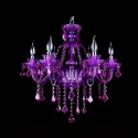 6 Light Purple Candle Style Crystal Chandelier