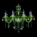 8 Light Dark Green Candle Style Crystal Chandelier