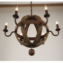 6 Light Country Vintage Wooden Chandelier