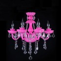 6 Light Pink Candle Style Crystal Chandelier