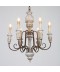 6 Light Single Tier Country Vintage Wooden Chandelier