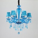 6 Light Blue Mediterranean Style Candle Style Crystal Chandelier