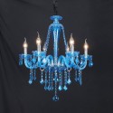 6 Light Blue Mediterranean Style Candle Style Crystal Chandelier