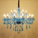 18 Light (12+6) 2 Tiers Blue Mediterranean Style Candle Style Crystal Chandelier