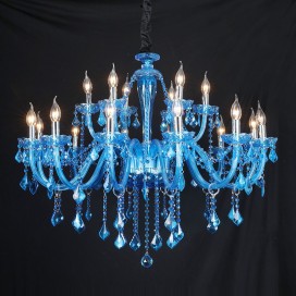 18 Light (12+6) 2 Tiers Blue Mediterranean Style Candle Style Crystal Chandelier