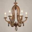 6 Light Single Tier Country Wooden Vintage Chandelier