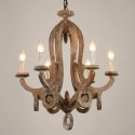 6 Light Single Tier Country Wooden Vintage Chandelier