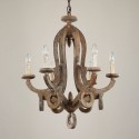 6 Light Single Tier Country Wooden Vintage Chandelier
