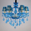 6 Light Blue Candle Style Crystal Chandelier