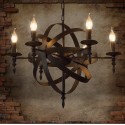 6 Light Single Tier Retro Vintage Metal Chandelier