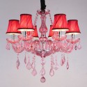 6 Light Rose Red Candle Style Crystal Chandelier