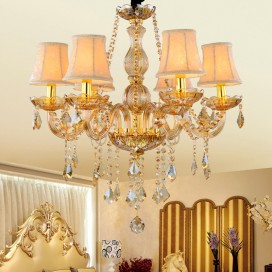 6 Light Amber Candle Style Crystal Chandelier