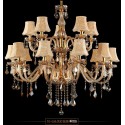 15 Light (10+5) 2 Tiers Amber Candle Style Crystal Chandelier