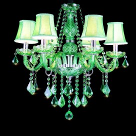 6 Light Green Candle Style Crystal Chandelier