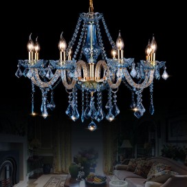 8 Light Blue Candle Style Crystal Chandelier