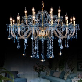 18 Light (12+6) 2 Tiers Blue Candle Style Crystal Chandelier