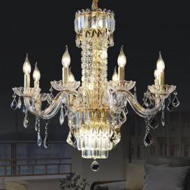 8 Light Gold Candle Style Crystal Chandelier