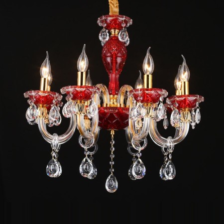 8 Light Red Candle Style Crystal Chandelier