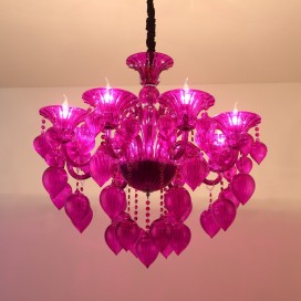 8 Light Red Purple Blue Candle Style Crystal Chandelier