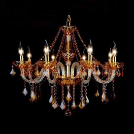 8 Light Amber Candle Style Crystal Chandelier