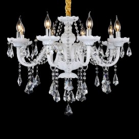 8 Light White Candle Style Crystal Chandelier