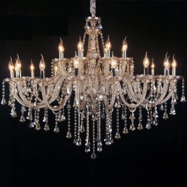 24 Light (16+8) 2 Tiers Cognac Colour Candle Style Crystal Chandelier