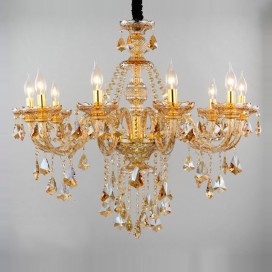10 Light Amber Candle Style Crystal Chandelier