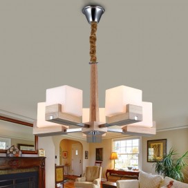 5 Light Single Tier Wooden Modern/ Contemporary Chandelier