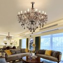18 Light (12+6) 2 Tiers Gray Candle Style Crystal Chandelier
