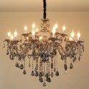 18 Light (12+6) 2 Tiers Gray Candle Style Crystal Chandelier