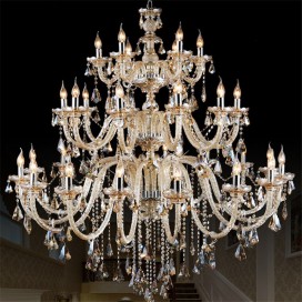 30 Light (14+10+6) 3 Tiers Cognac Colour Huge Candle Style Crystal Chandelier