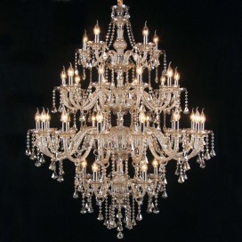35 Light (5+15+10+5) 3 Tiers Cognac Colour Huge Candle Style Crystal Chandelier