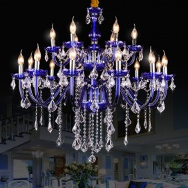 18 Light (12+6) 2 Tiers Blue Mediterranean Style Candle Style Crystal Chandelier