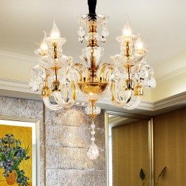 5 Light Gold Candle Style Crystal Chandelier