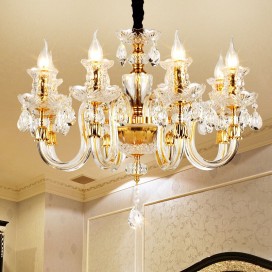 8 Light Gold Candle Style Crystal Chandelier