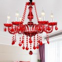 6 Light Red Candle Style Crystal Chandelier