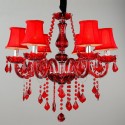 6 Light Red Candle Style Crystal Chandelier