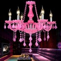 6 Light Pink Candle Style Crystal Chandelier