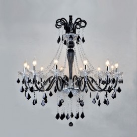 12 Light Black Retro Candle Style Crystal Chandelier