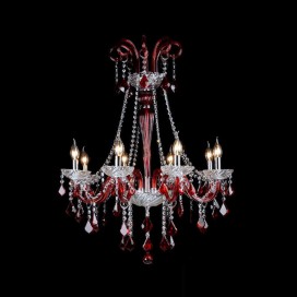 8 Light Red Candle Style Crystal Chandelier