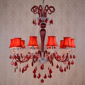 10 Light Red Candle Style Crystal Chandelier