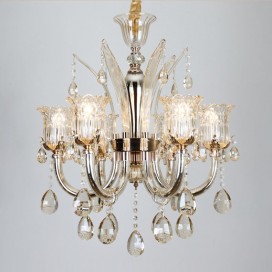 6 Light Silver Candle Style Crystal Chandelier