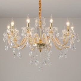 10 Light Champagne Candle Style Crystal Chandelier