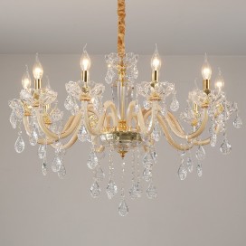 10 Light Champagne Candle Style Crystal Chandelier