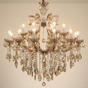 18 Light (12+6) 2 Tiers Cognac Colour Candle Style Crystal Chandelier