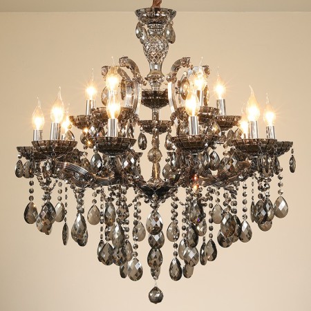 18 Light (12+6) 2 Tiers Gray Candle Style Crystal Chandelier